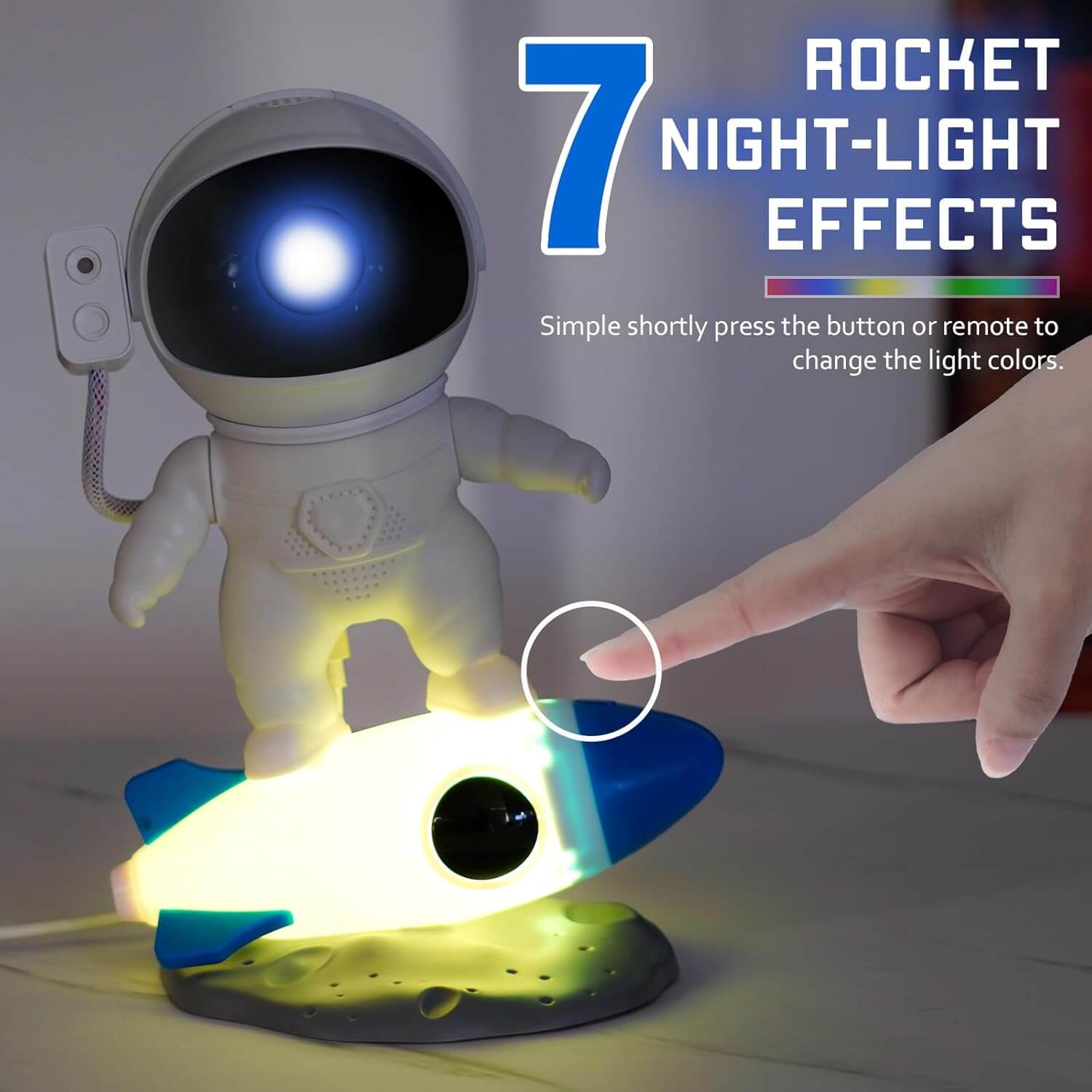 Astronaut Galaxy Projector with 7 Rocket Night-Light Effects and Remote Control for Cosmic Lighting